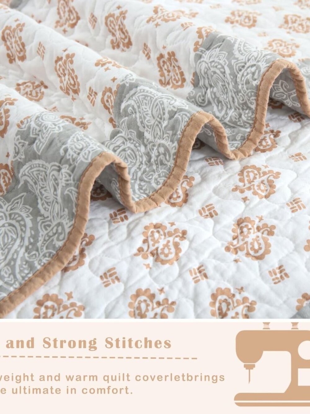 Terracotta Quilts Queen Size,Paisley Comforter Set Queen,Cotton Queen Comforter - Picture 5 of 6